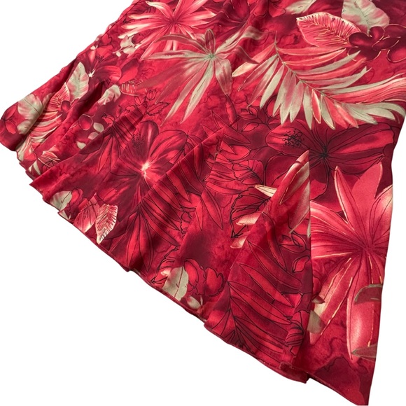 Tanjay plus size 14 red floral long skirt with bottom Ruffles & elastic waist - Picture 3 of 10